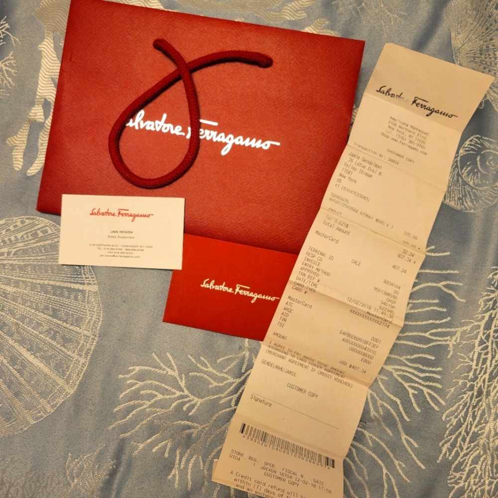 Salvatore Ferragamo Small Gift Bag with Receipt and extras